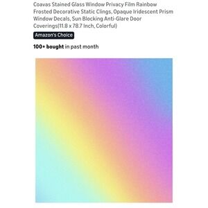 Coavas Stained Glass Window Film Privacy Rainbow Frosted Decorative Clings